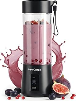 InstaCuppa Portable Blender for Smoothie and Juices, Milk Shakes, Crushing Ice, USB Rechargeable Blender Machine for Kitchen with 2000 mAh Battery, 150 W Motor, 400 ML, Built-in Jar (Normal Edition)
