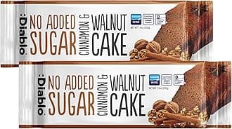 Diablo No Added Sugar Cinnamon & Walnut Cake – Healthy Snacks Sweet Treat, Cakes and Desserts for All, Ideal for Snack Time, Tea & Party Treat, Halal & Kosher Approved – 200g (Pack of 2)