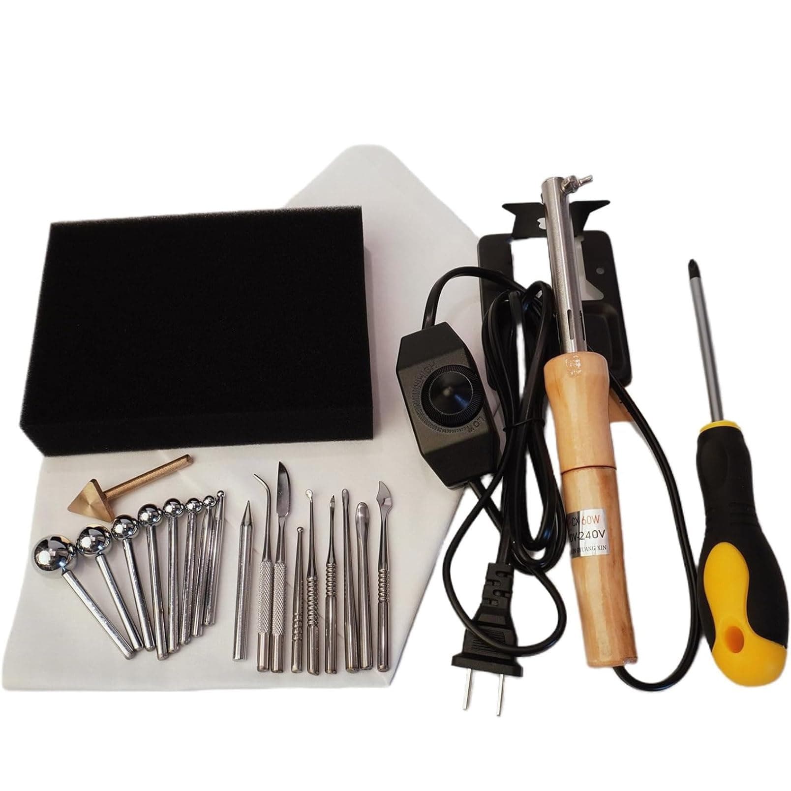 WIKINK Electric Fabric Flower Maker, Adjustable Temperature Artificial Flower Ironing Machine, DIY Cloth Fabric Flower Maker with 18 Ironing Heads, Fake Flower Making Tools Set