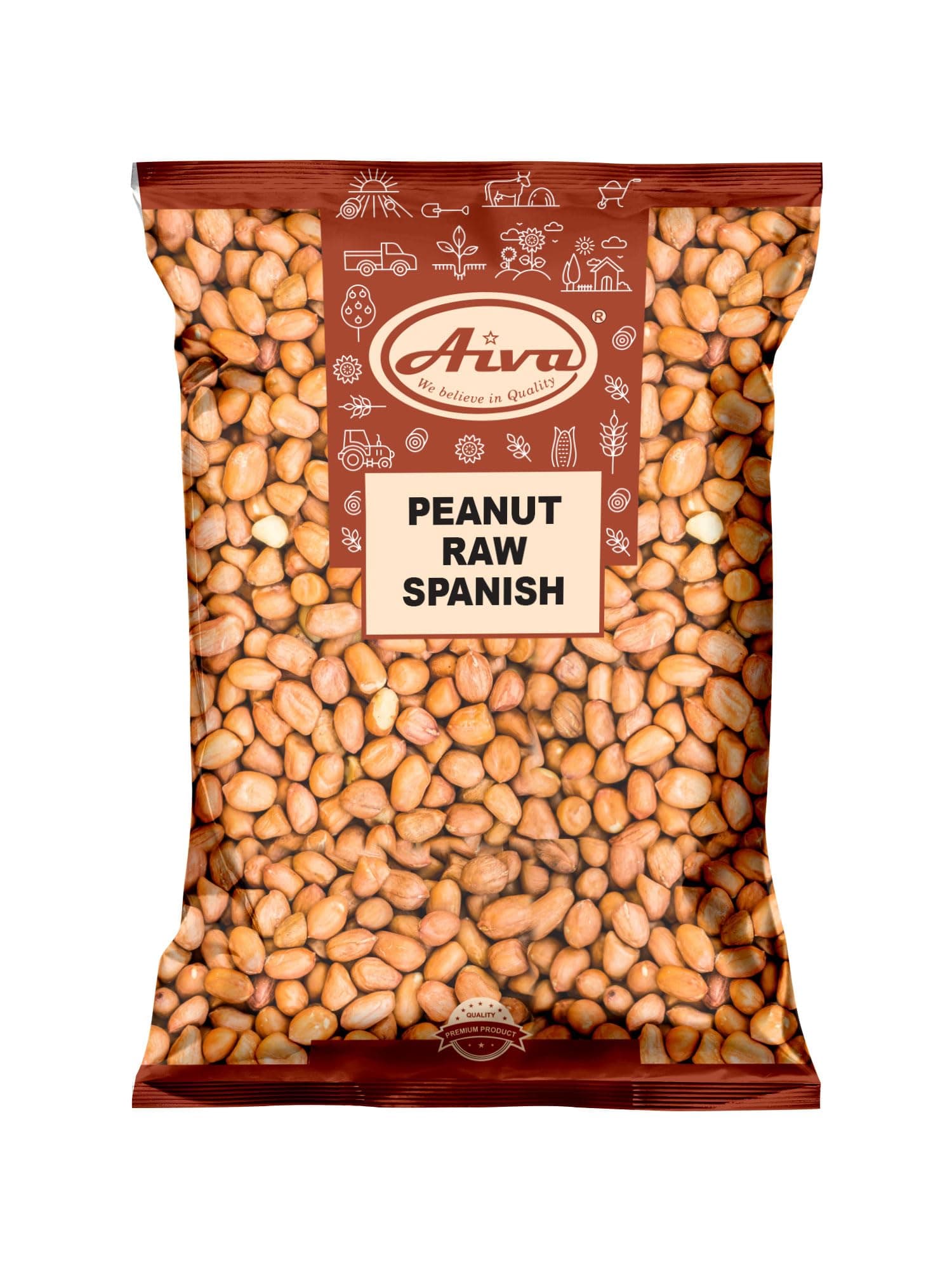 Aiva Raw Spanish Peanuts (5 LB) Bulk – Whole Unsalted Peanuts for Snacking, Cooking, and Baking | Product of USA | Spanish Premium Grade