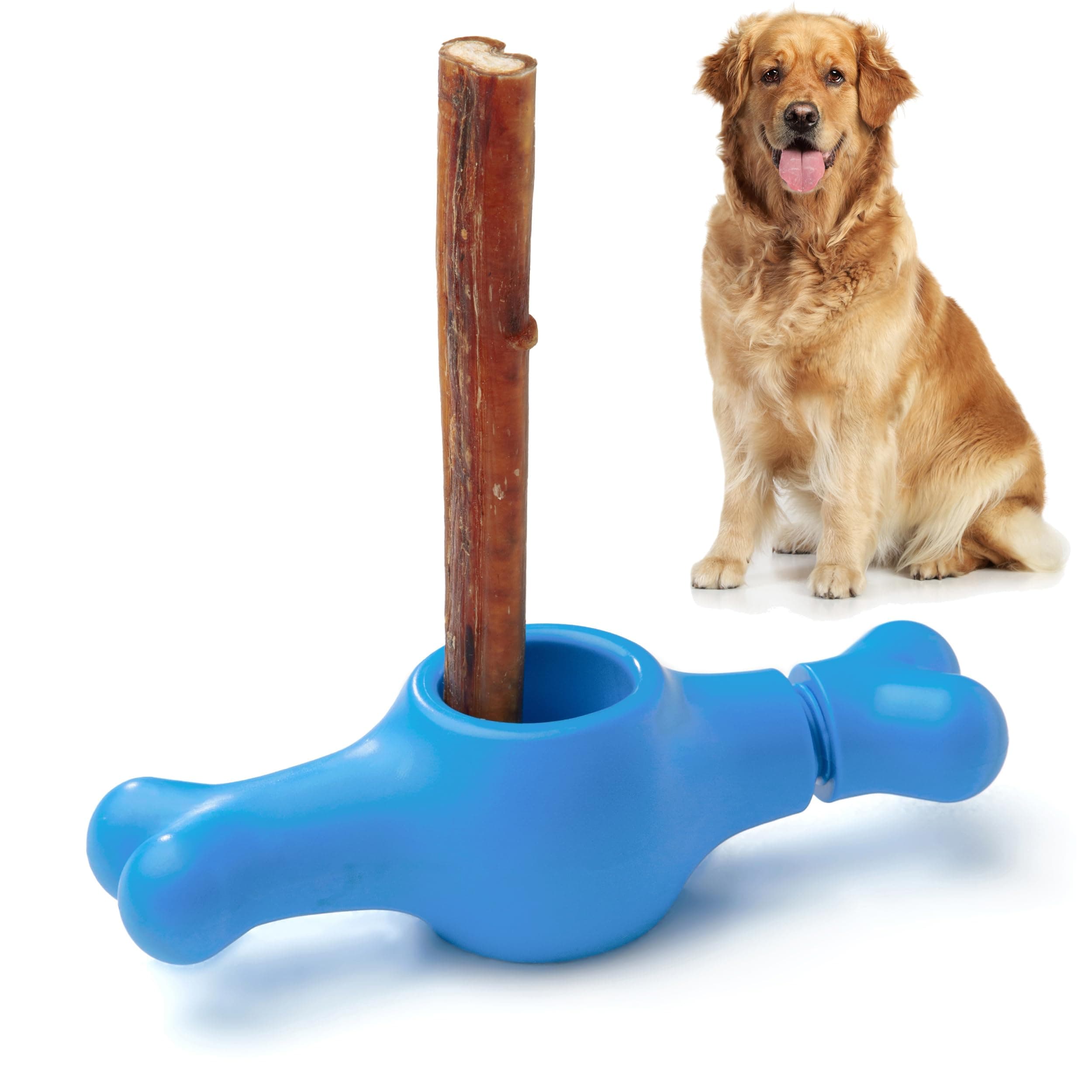 Interactive Bully Stick Holder for Dogs, Prevent Chocking Safety Device, Long Enough Screw to Lock, Seesaw Shape(Large)