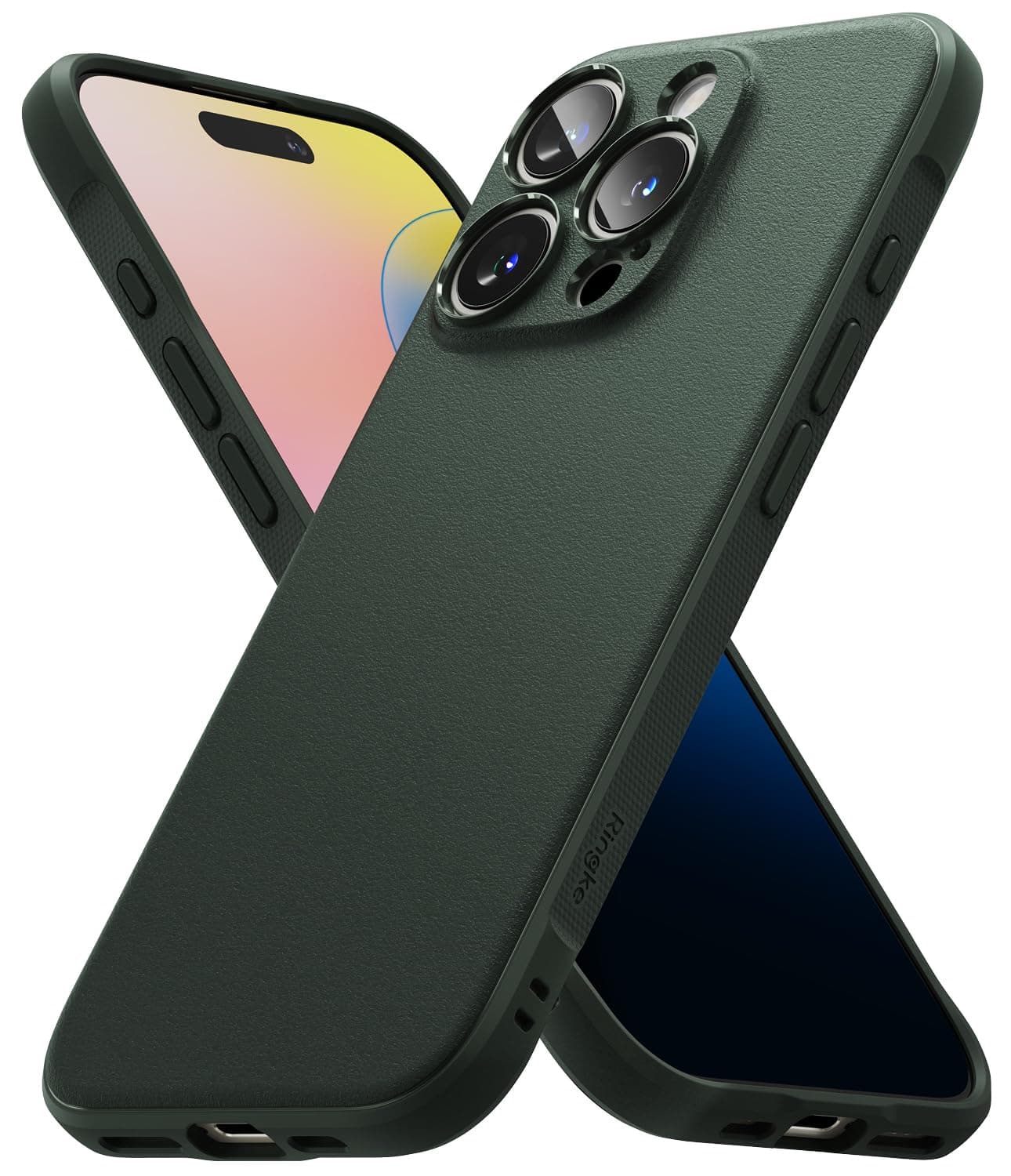 【Ringke】iPhone 16 Pro ケース ONYX TPU 斜め掛け 滑り止め 落下防止 耐衝撃 米軍MIL規格取得 軽量ケース 柔軟ケース スマホケース スマホカバー アイフォン16プロ (ストラップホールあり) - Dark Green