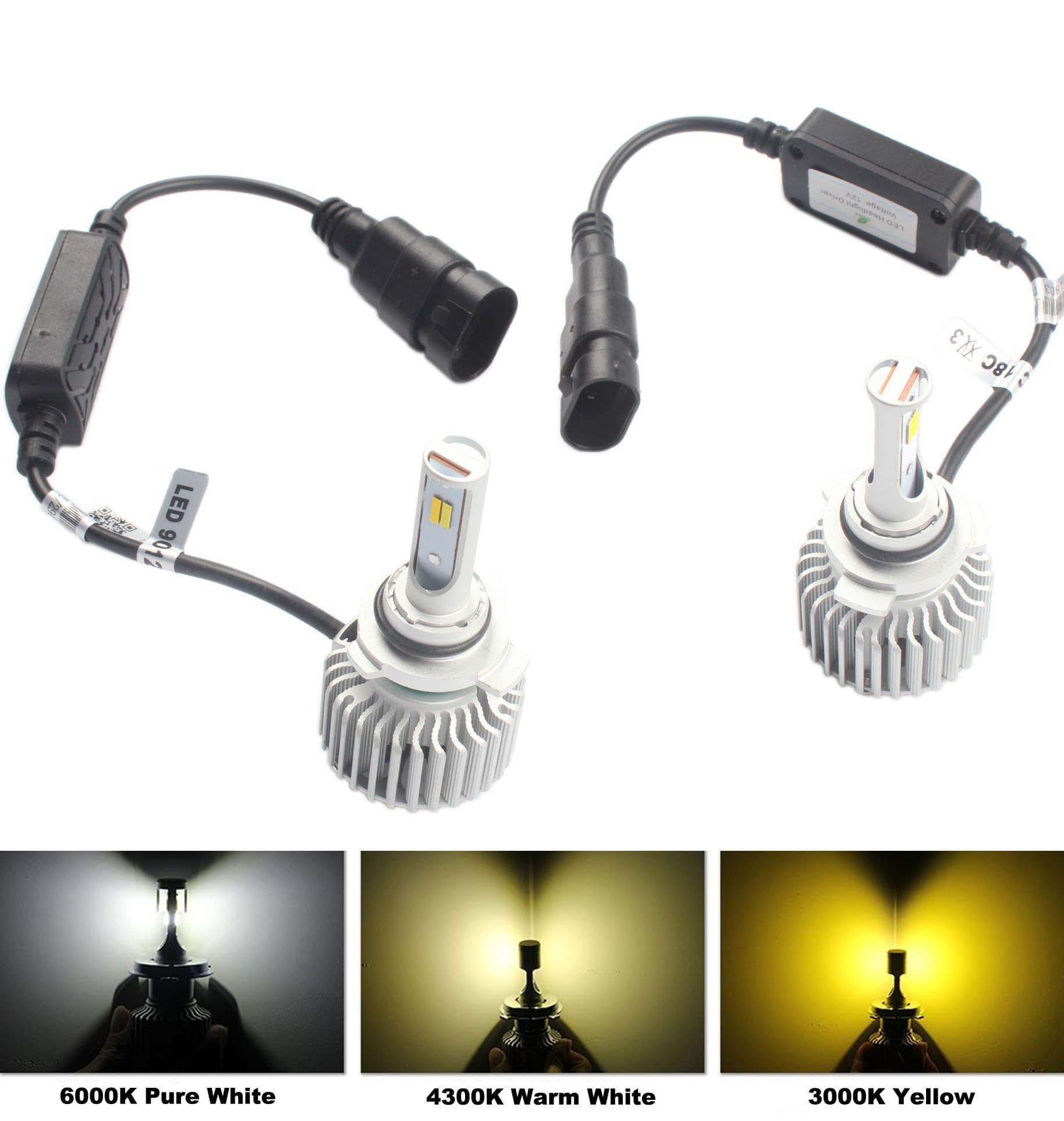 ANFTOP 9006 HB4 Car LED Headlight Bulbs Conversion Kit 60W 6000LM 6000K White / 4300K Warm White / 3000K Yellow 3 Color Temperature All In One Auto Headlamp Plug and Play 12V DC