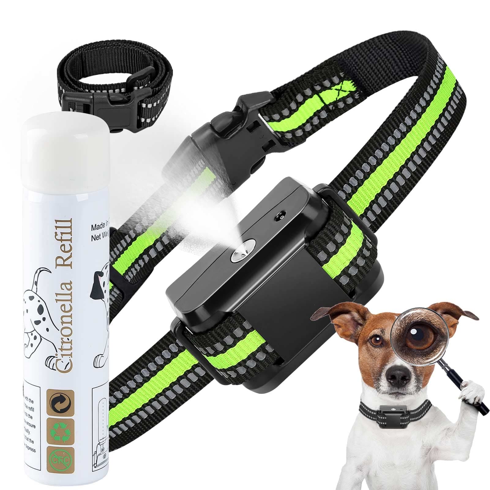 Citronella Bark Collar, Spray Bark Collar with 2 Adjustable Spray 2 Sensitivity Level, Rechargeable Citronella Dog Collar, Humane Anti Barking Collar, Spray Dog Collar for Small Medium Large Dogs