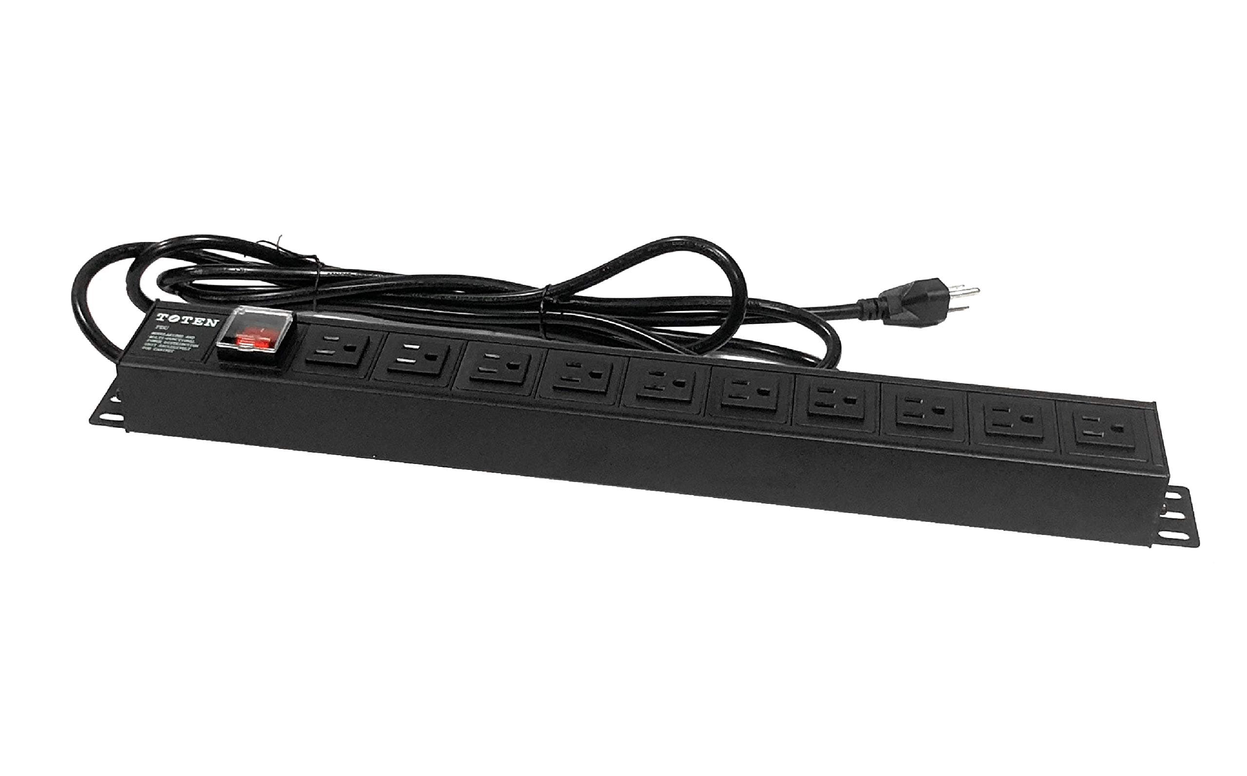 Rack Mount Network Standard PDU Power Strip, 10 Outlets, 10 ft. Cord, 15A, 1U Rack-Mount