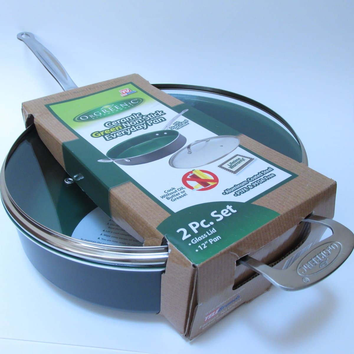 Orgreenic Ceramic Non-stick Pan with Glass Lid 12"