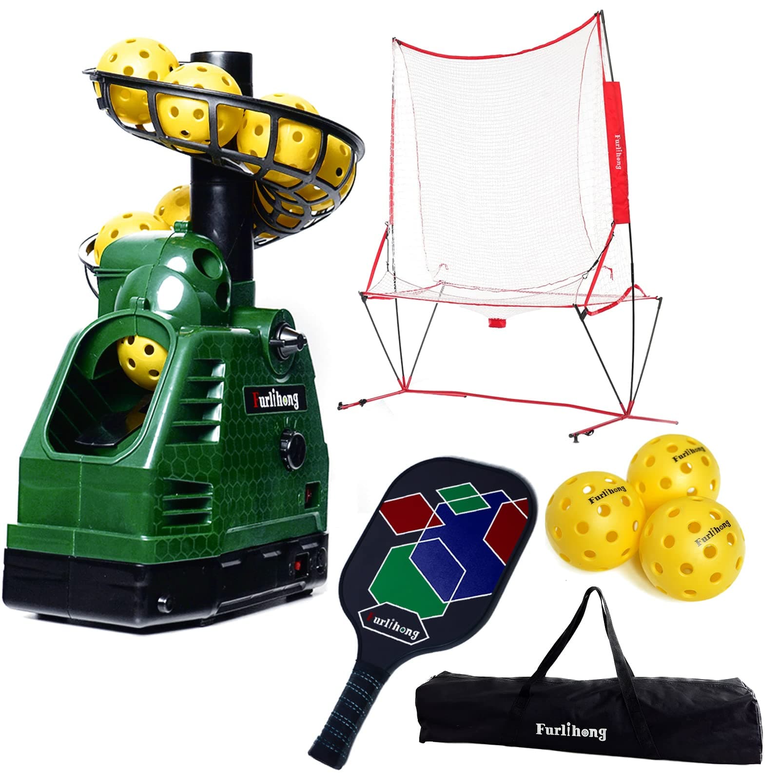 - Furlihong 680PBH Pickleball Starter Kit, Including Launch Machine, Ball Recycling Net, Pickleball Paddle, 3 x Pickleballs and Carrying Bag