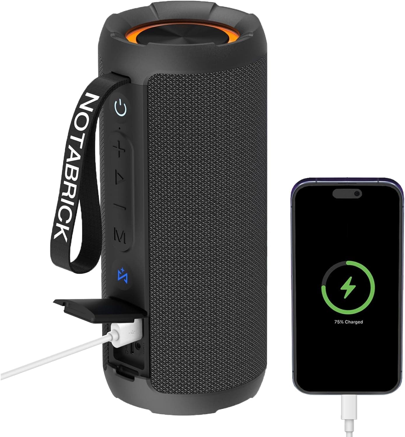 NOTABRICKBluetooth Speakers, 40W DSP Speaker Bluetooth Wireless with Light, IPX7 Waterproof Speaker, Deep Bass, Power Bank, TF/AUX/USB, for Outdoor Home Show