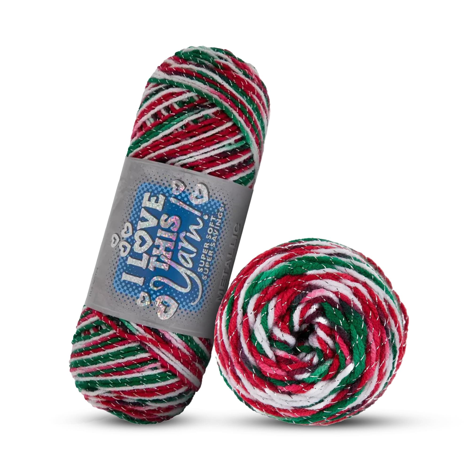 I Love This Yarn Medium – Soft Skein – 252 Yards of 97% Acrylic & 3% Metallic Polyester Yarn for Crocheting Blankets, Hats, & More – DIY Handcrafting Accessories
