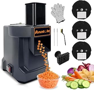 Electric Vegetable Dicer Commercial Food Processor Heavy Duty Veggie Fruits Chopper with 3 Stainless Steel Blades for Carrot Potato Onion 100W 110V