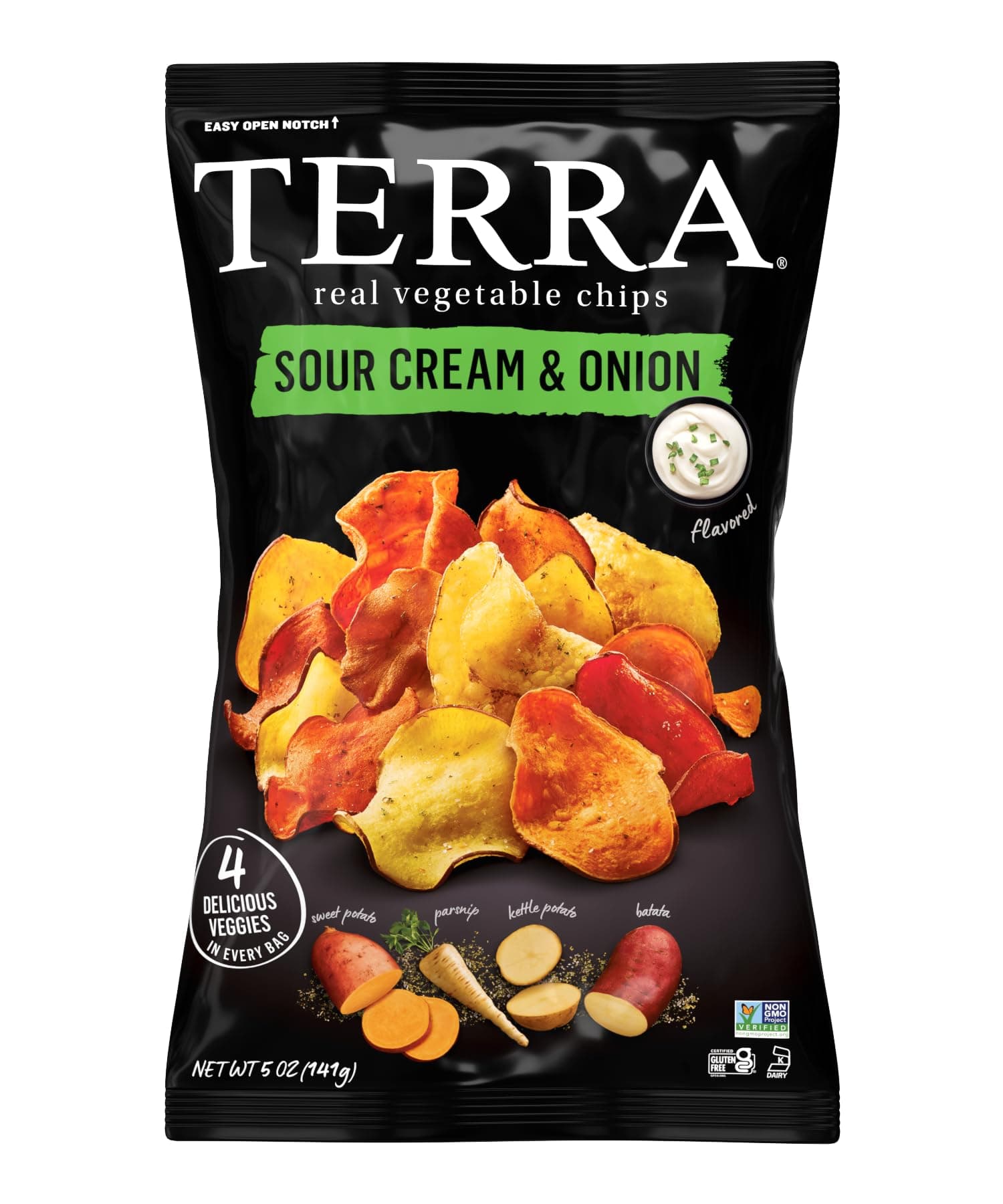 Terra Vegetable Chips, Sour Cream & Onion, 5 oz (Pack of 6)