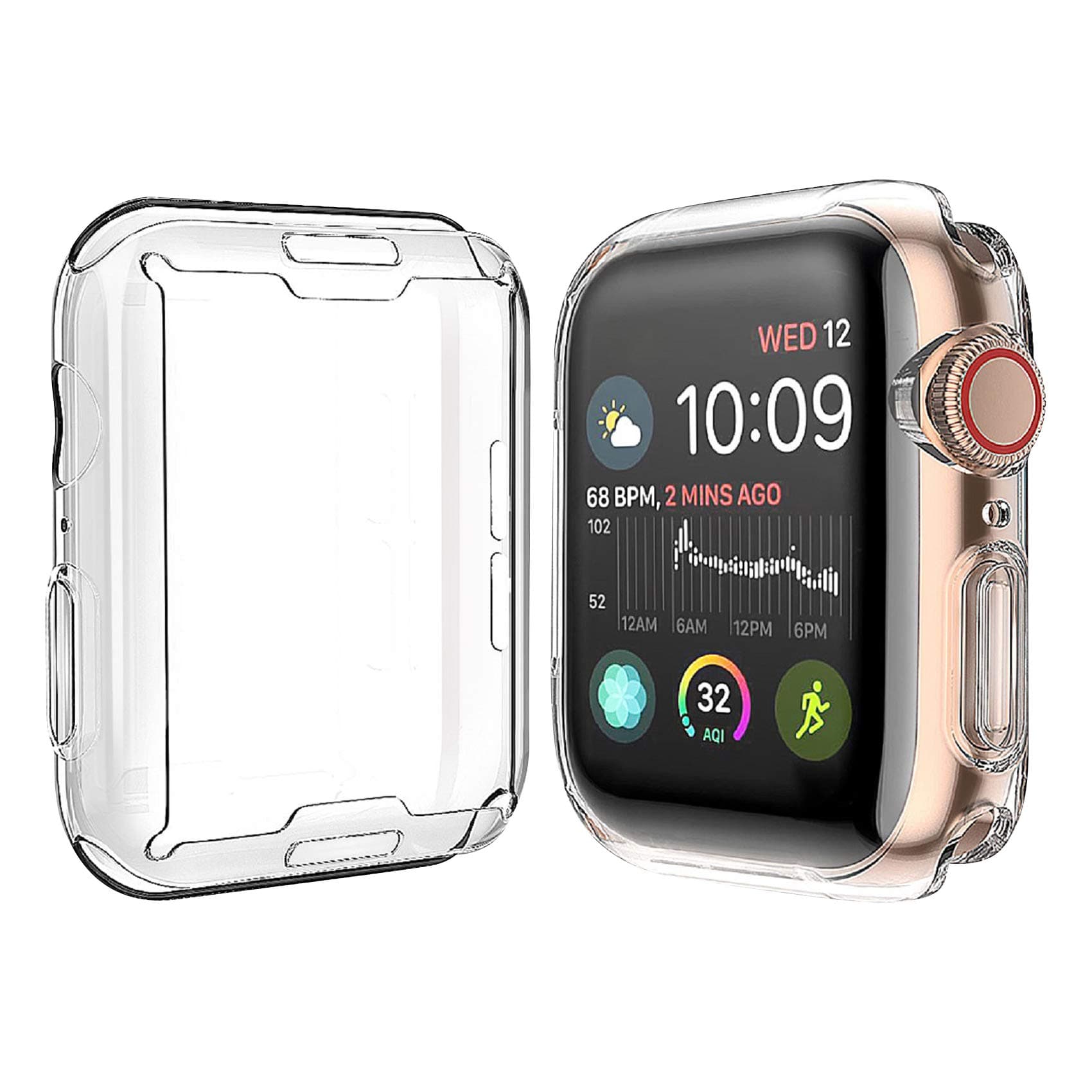 [2-Pack] JULK 44mm Case for Apple Watch New SE 3 (2025) / Series 6 / Series 5 / Series SE/Series 4 Screen Protector, Overall Protective Soft Case TPU HD Ultra-Thin Cover for iWatch, 2 Transparent