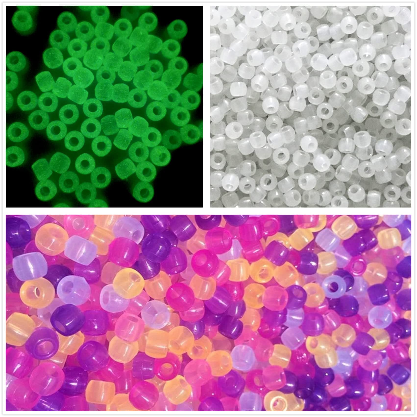 Amaney 600 Pieces UV Beads Multi Color Changing UV Reactive Plastic Pony Beads Glow in The Dark