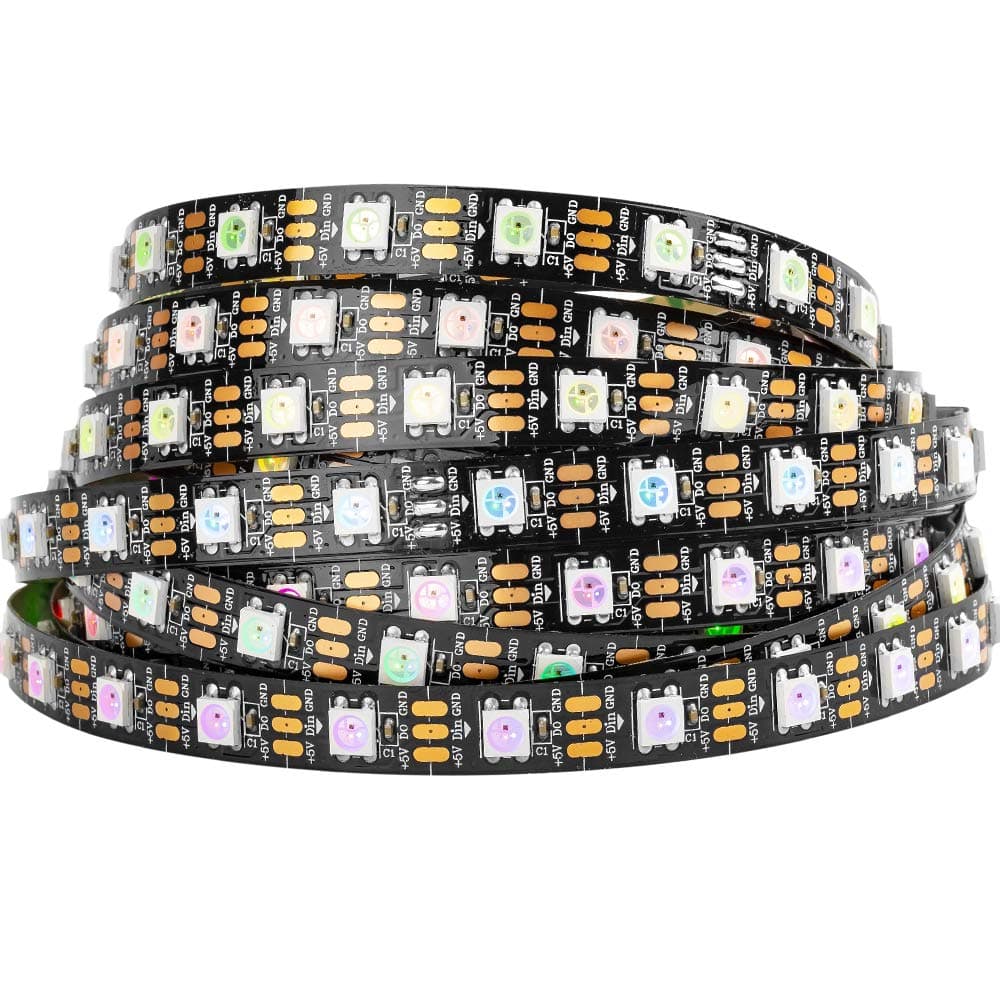 WS2812b 5m 60leds/pixels/m Flexible Black PCB Individually Addressable Led Strip Dream Color Non-waterproof DC5V 16.4ft
