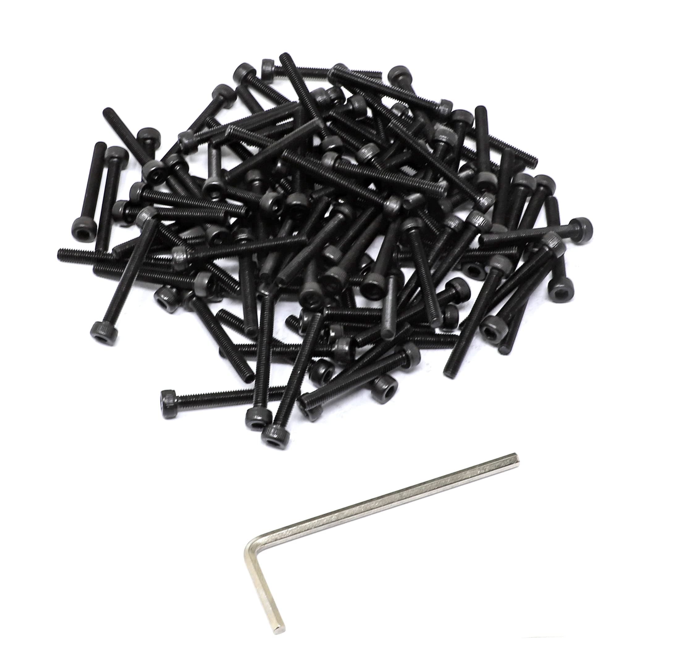 iExcell 100 Pcs M3 x 25 mm Hex Socket Head Cap Screws Bolts Kit, 12.9 Grade Alloy Steel, Black Oxide Finish
