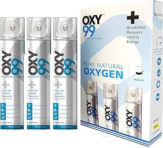 OXY99 ® Oxygen Portable Cylinder for Sports, Fitness & Travel Pack of 3 Disposable Can for Pollution Mountains Trekking & High-Altitude Home, Medical Use for Breathing Recovery Light Weight