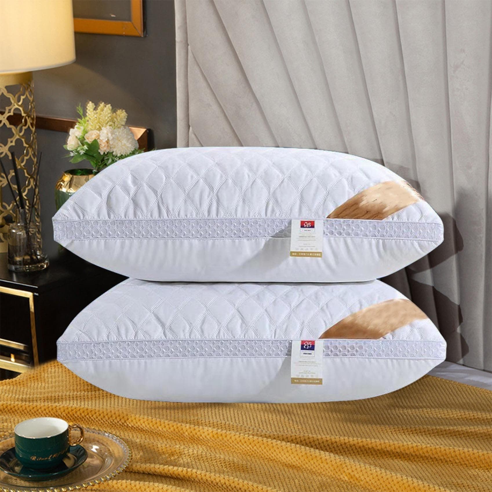 Hotel Pillows, Hotel-Grade Pillows Core, Soft and Supportive Bed Pillow for Sleeping, Soft Pillow for Back Side and Stomach Sleepers 1PC (B)