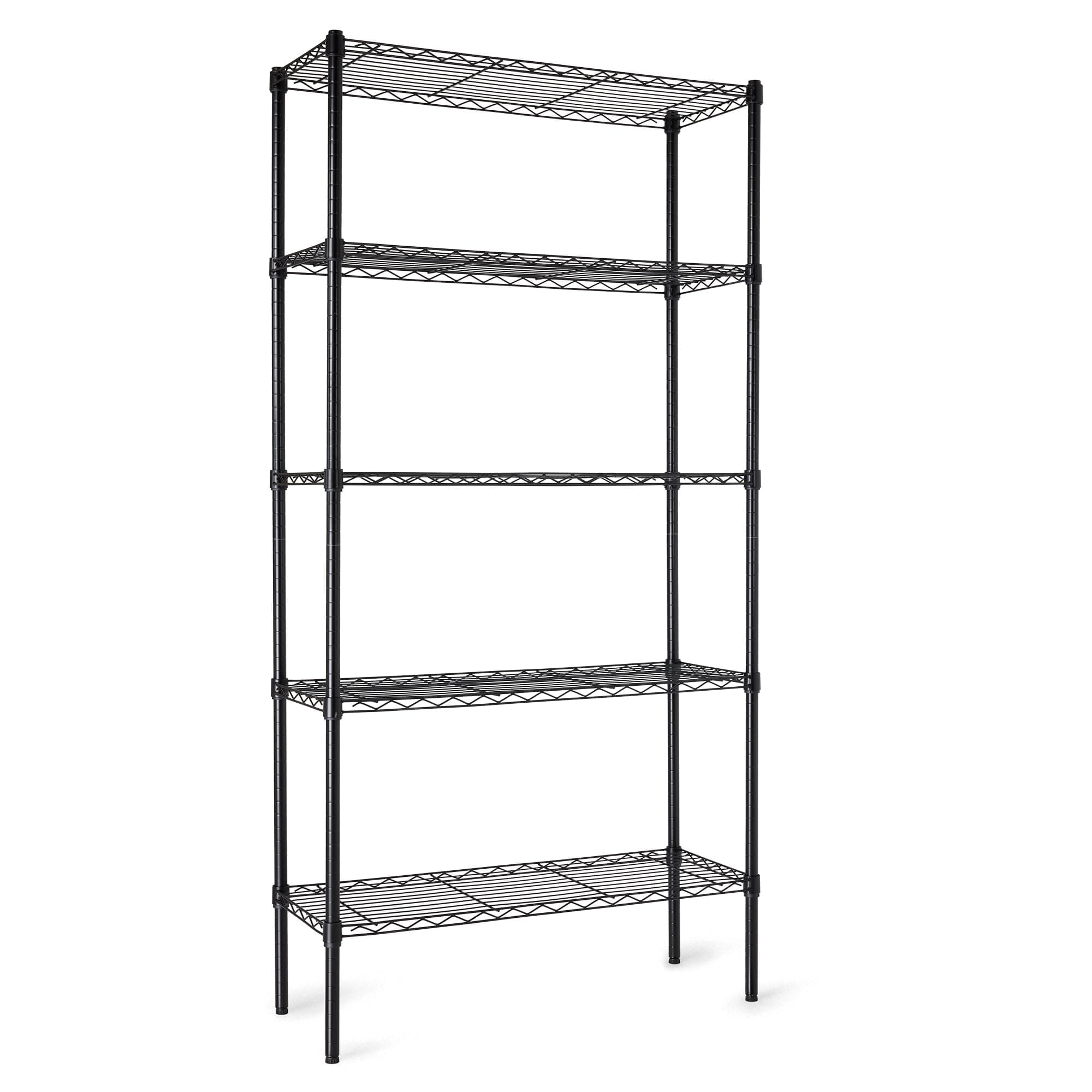 Amazon Basics 5-Shelf Storage Unit With Height Adjustable Shelves and Levelling Feet, 795 kg Max Weight, Black, 35.6 D x 91.4 W x 182.9 H cm