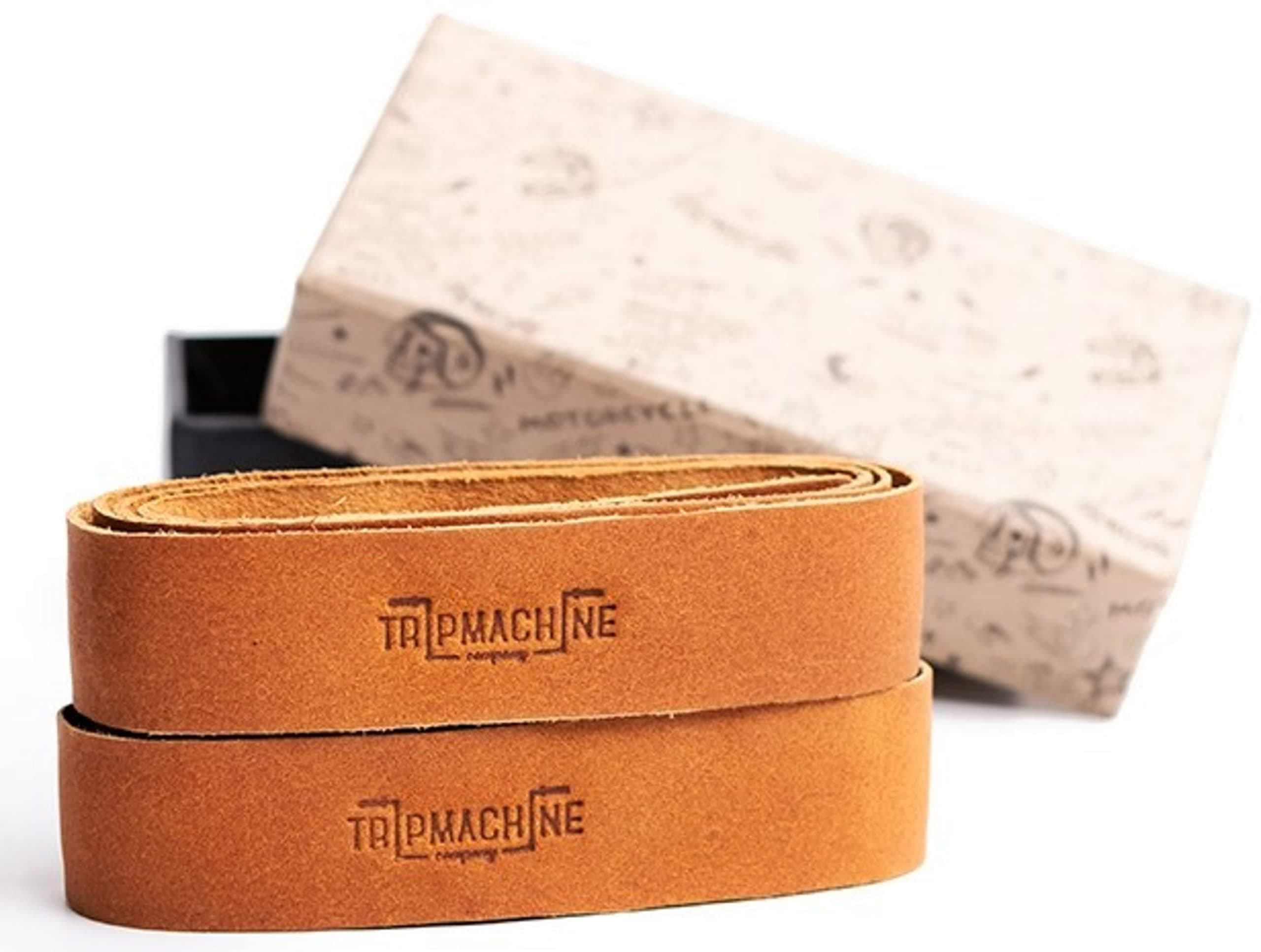 Motorcycle Handle bar Leather Grip Wraps - Universal Grips Accelerator Custom Cover wrap Set for Bike Handlebar (Vintage Tan)