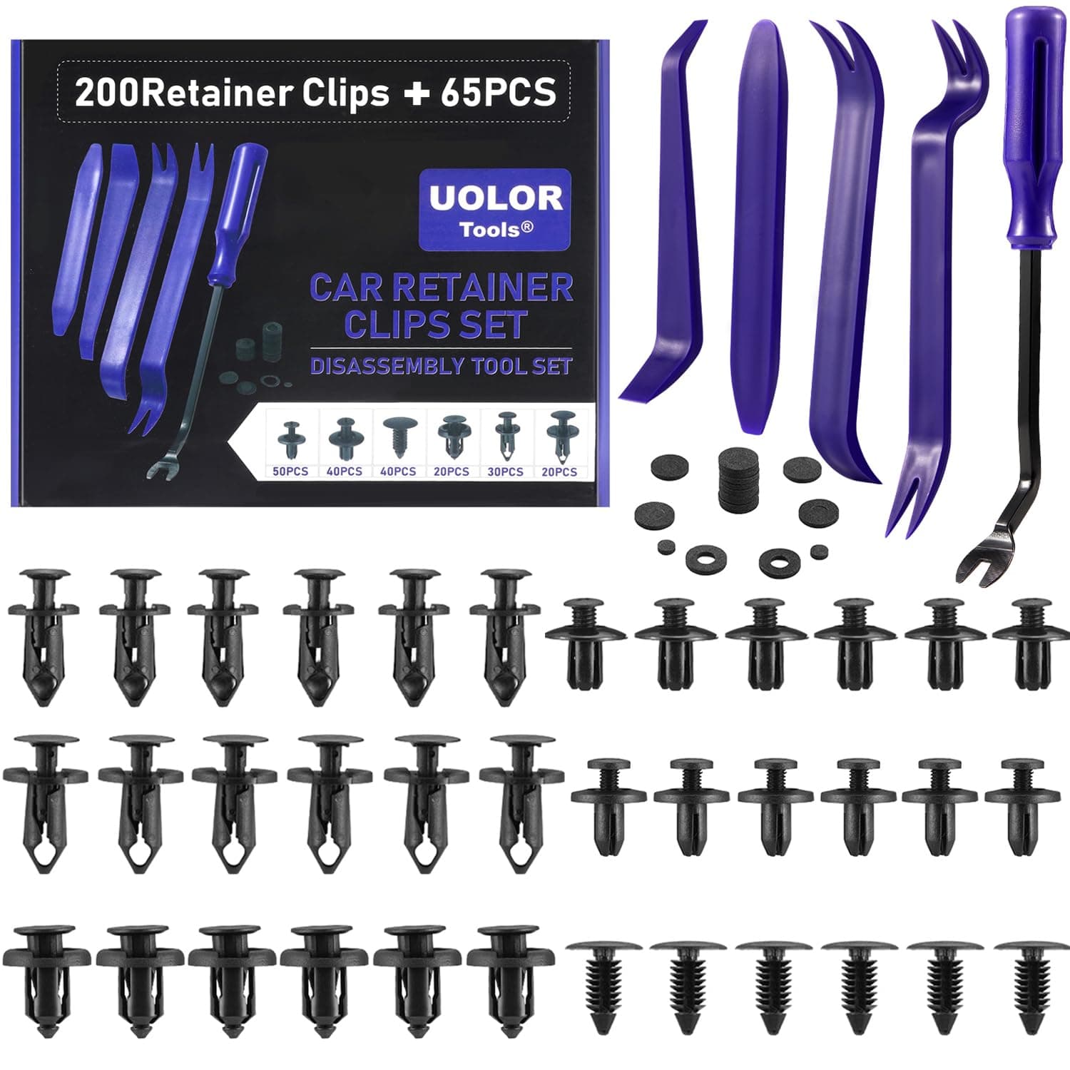 Uolor 265PCS Car Bumper Retainer Clips Plastic Rivets Auto Fasteners Push Ret...