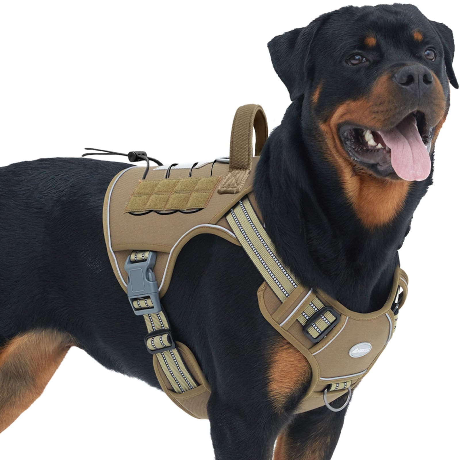Tactical Dog Harness for Large Dogs No Pull Adjustable Pet Harness Reflective K9 Working Training Easy Control Pet Vest Military Service Dog Harnesses Army Yellow L