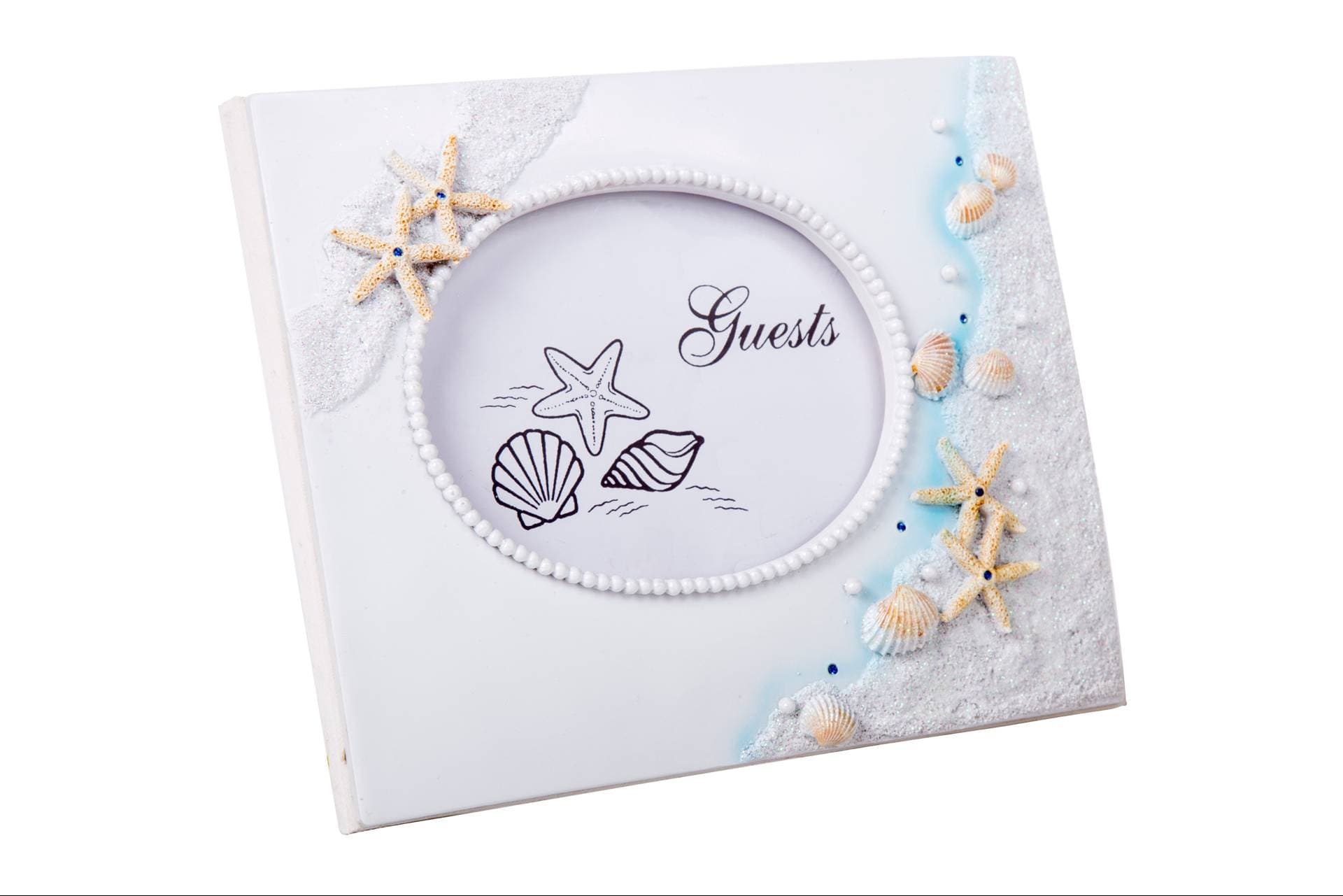 Wedding Day Accessory Set - Guest Book, Pen Set, Cake Serving Set, Toasting Flutes (Guest Book, Beach Heart)