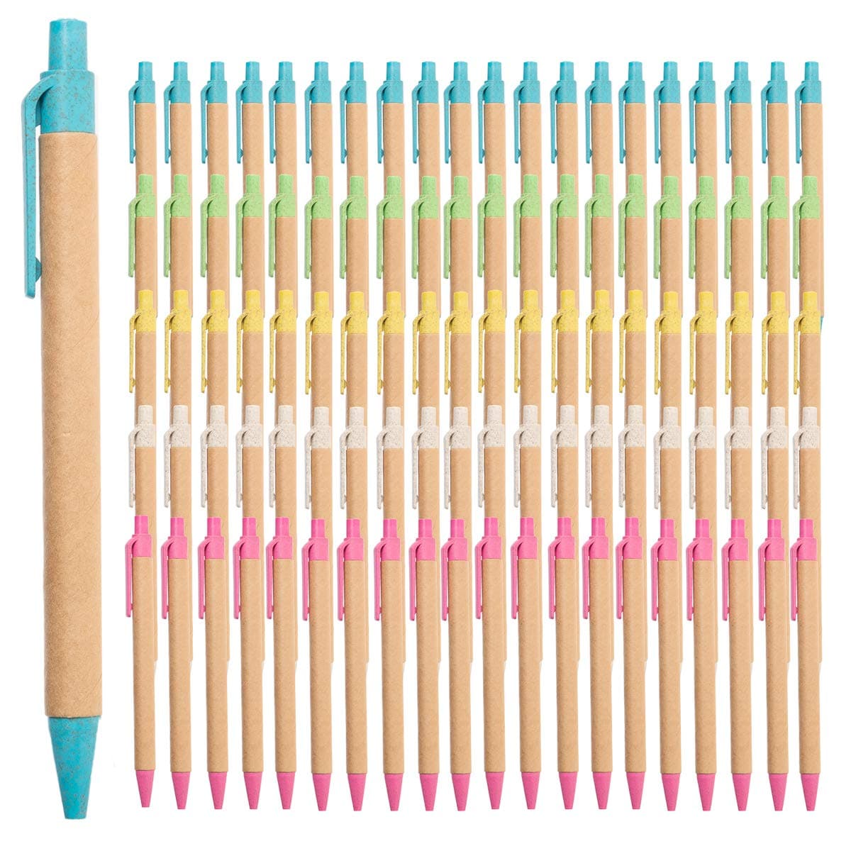 100 Pack Eco-Friendly Pens, 1mm Tip, Black Ink, Medium Point, Retractable Bal...
