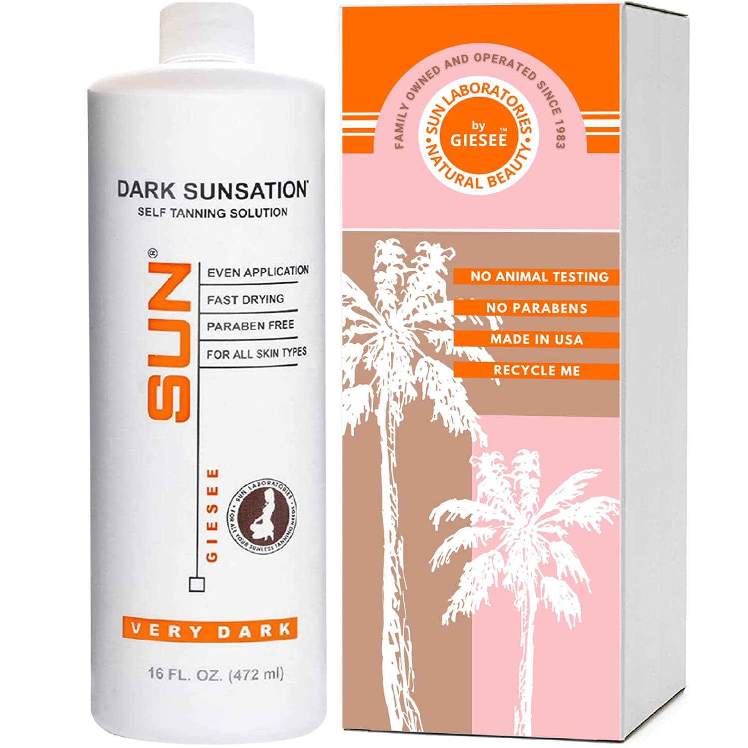 Sun Laboratories By Giesee Dark Sunsation Self Tanning Solution 16 oz - Sun Tanning Lotion, Spray Tan, Tanning Spray, Airbrush Tanning, Sunless Tanner, Self Tanner Spray Mist, Bronzing Spray