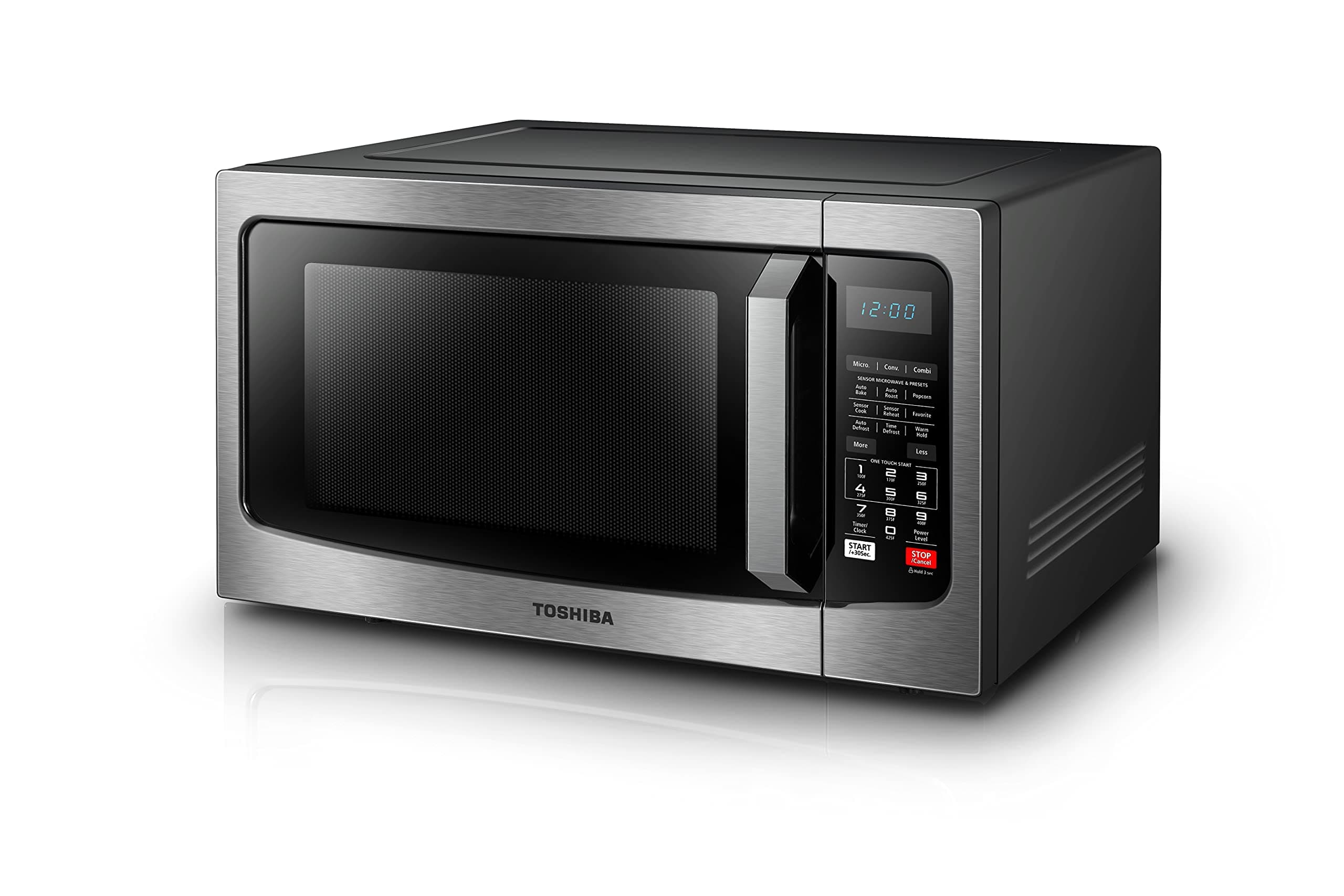Toshiba EC042A5C-SS Microwave Oven with Convection Function, Smart Sensor, Easy-to-clean Stainless Steel Interior and ECO Mode, 1.5 Cu Ft, 1000W, Stainless Steel