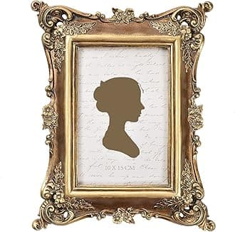 Vintage Picture Frame 4x6 Inch, Luxury Antique Photo Frames with Glass Front, Photo Display, Tabletop Wall Hanging, Gift Ideas, Bronze Gold