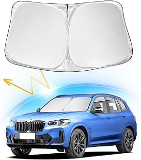 - Windshield Sun Shade Compatible with BMW X3 X4 X5 X6 X7 5 6 7 8 Series, Foldable Front Windshield Sun Visor UV Ray Reflector Sunshade for BMW Keep Your Car Cooler
