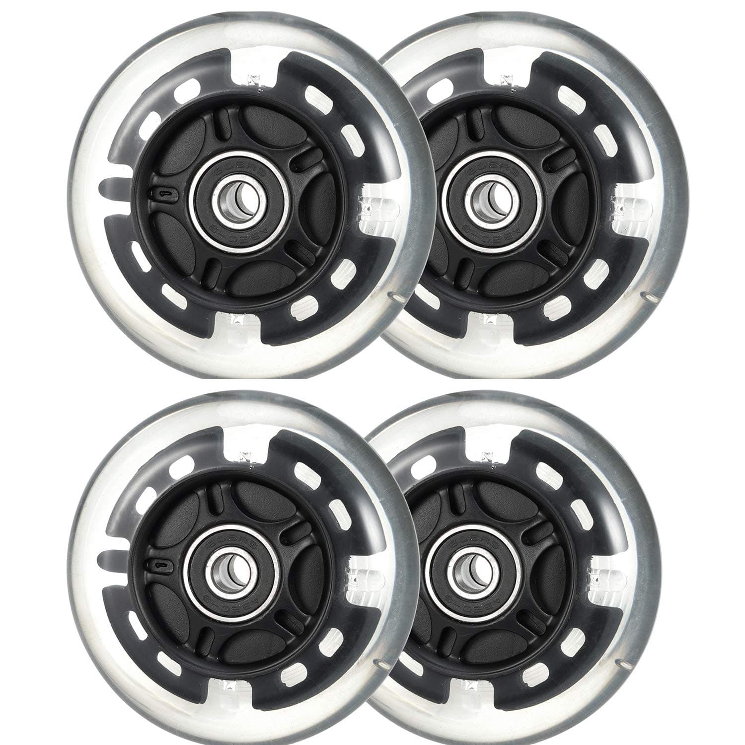 Kutrick 4 Pack Light Up Inline Skate Wheels 64mm 72mm 76mm 80mm Inline Wheels with ABEC-9 Bearing for inline Skate Wheels - Kick Scooter 80mm Rear Wheels Replacement