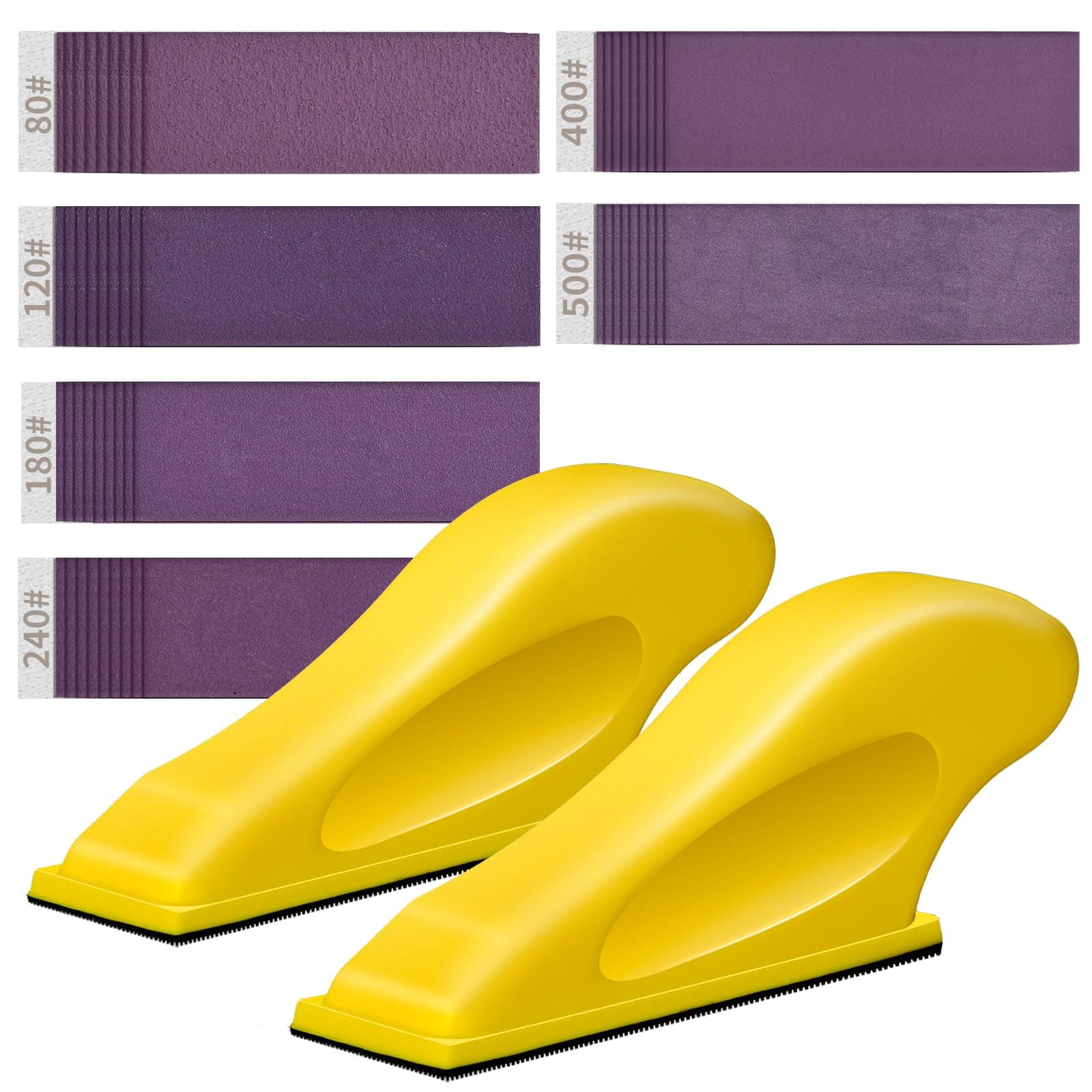 Finger Sander for Crafts, 2 Pack Mini Micro Gator Sander for Crafts with 60 Sheets 3.5 x 1 Inch Sandpaper 80 120 180 240 400 600 Grit Sanding for DIY Wood Finishing Tight Narrow Polishing