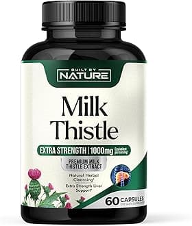 Built by Nature Milk Thistle Liver Detox Supplement with Silymarin Extract & Dandelion Root – Gentle Herbal Liver Cleanse for Men & Women - Liver Health Support - Non-GMO - 60 Veggie Capsules