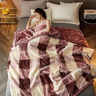 LGYKUMEG 9 Lbs Heavy Winter Fleece Plush Blanket King Size,Korean Mink Blanket,Silky Soft And Warm, 2 Ply Reversible Raschel Bed Blanket,79"X91",Red Beans,200x230cm