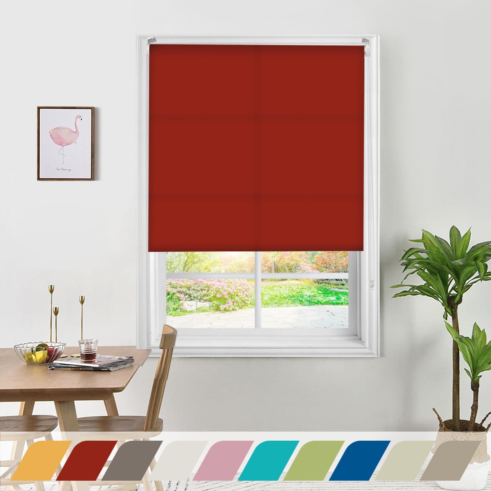 Deco Window Polyester Semi-Blackout Roller Blinds for Windows (60 Inches W X 84 Inches H, Dry Rose) Light Filtering Roll-Up Shades Sun UV Protection for Home & Office