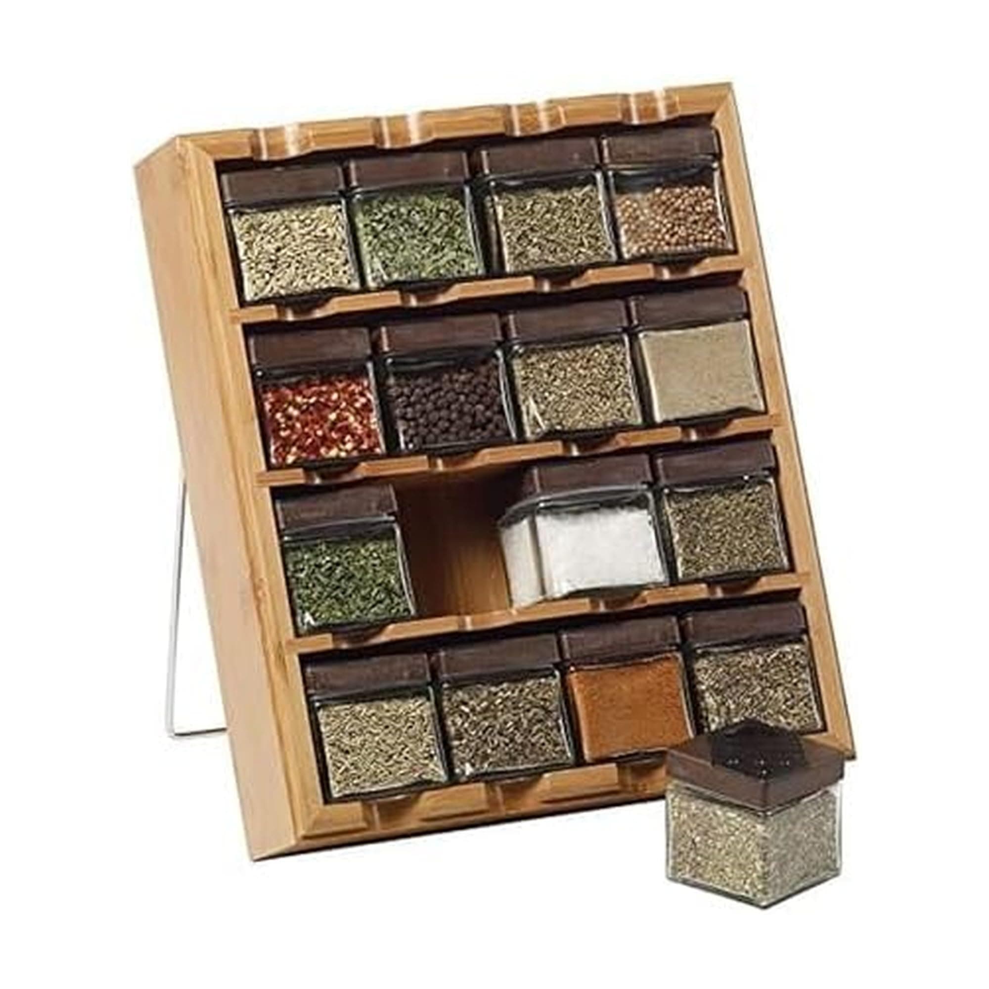 Bamboo Inspirations 16-Cube Spice Rack with Free Spice Refills for 5 Years