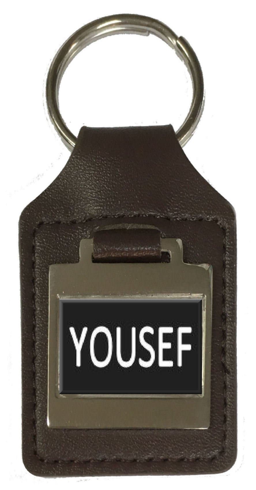 Leather Keyring Birthday Name Optional Engraving - Yousef