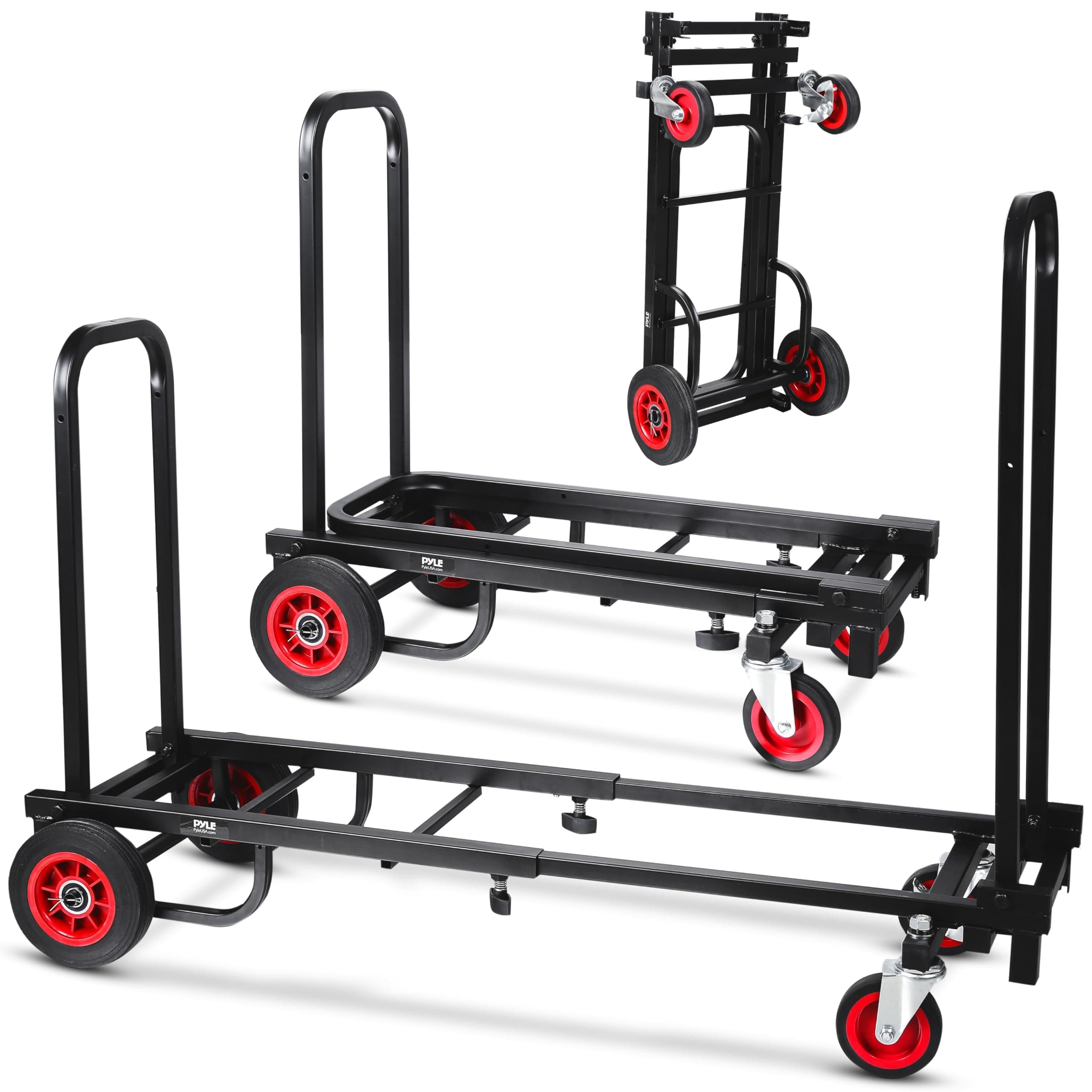 Compact Folding Adjustable Equipment Dolly - Heavy Duty 8-in-1 Convertible Cart Hand Truck/Dolly/Platform Cart with R-Trac Wheels - Expandable Up to 25.24" to 40.24" - 200 LBS MAX Load Capacity