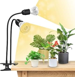 SANSI Plant Lamp 20W Full Spectrum Grow Light Strong Grip Clip Fixed 360° Gooseneck Suitable for Indoor Plant Growth Garden Greenhouse with 2pcs E27 Plant Grow Lights
