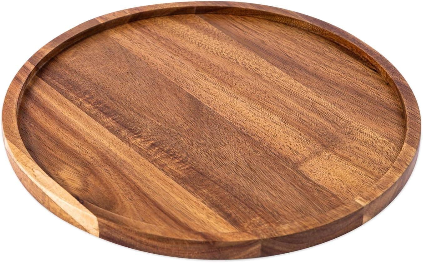 Skafa Rustic Elegance: Wooden Round Tray Versatile Home Decor Accent for Serving and Display Small Wooden Serving Tray, Candle Holder Tray Home Decor, Decorative Trays for Home Decor (Round)