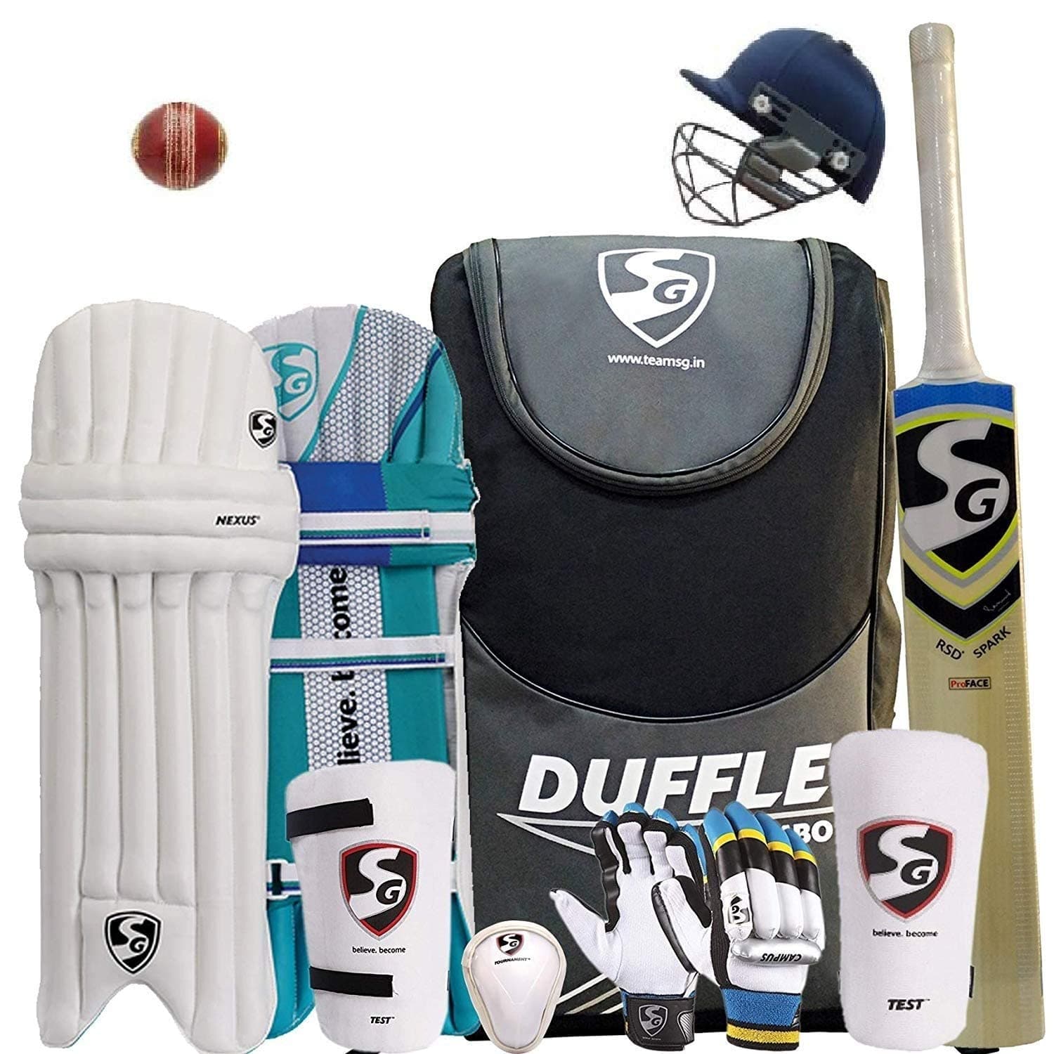 Full Cricket Kit with Duffle Bag: Full Size for Man (Adult), Nylon, Multi Colour, Full KIT WDB