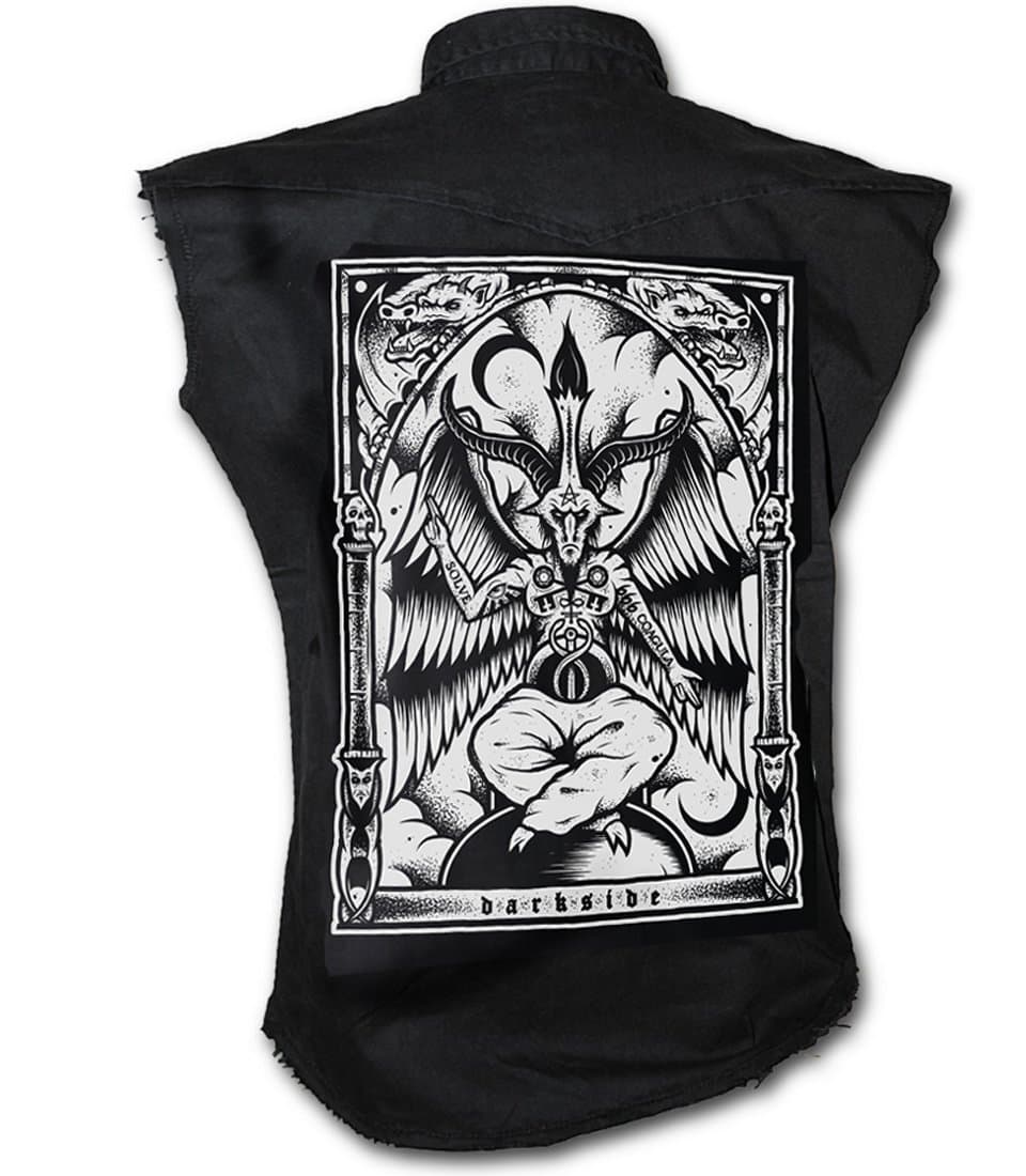 WildStar - Baphomet - Mens Stonewashed Denim Workers Shirt - Black