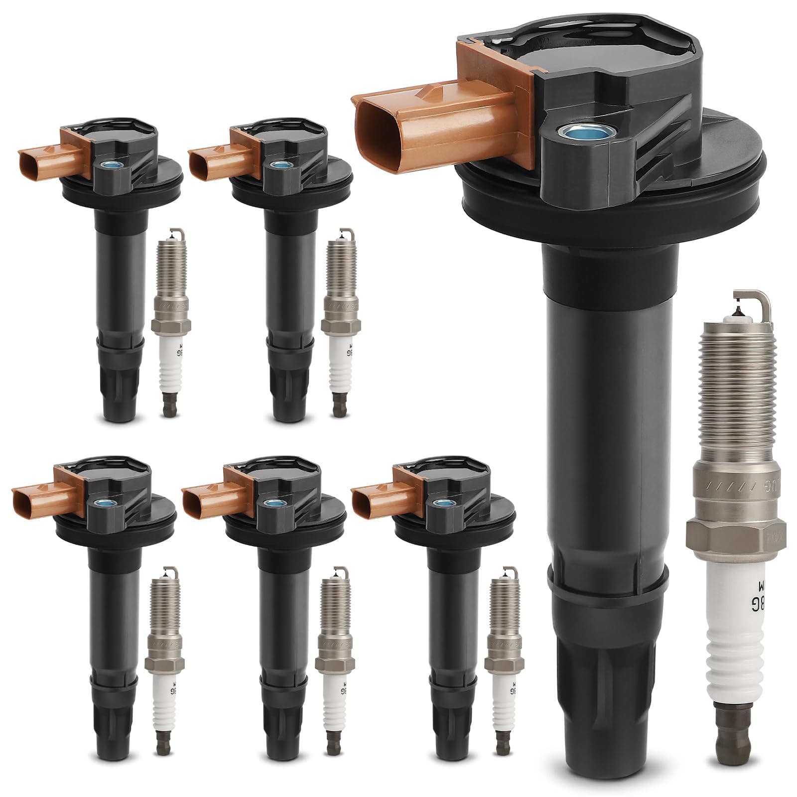 UF646 Ignition Coil & SP534 Double Iridium Spark Plug for 11-17 Ford F-150 Explorer Expedition Taurus Transit-150 250 350/Lincoln MKS MKT Navigator V6 3.5L Replaces# BL3Z12029C DG549 C1814 5C1871