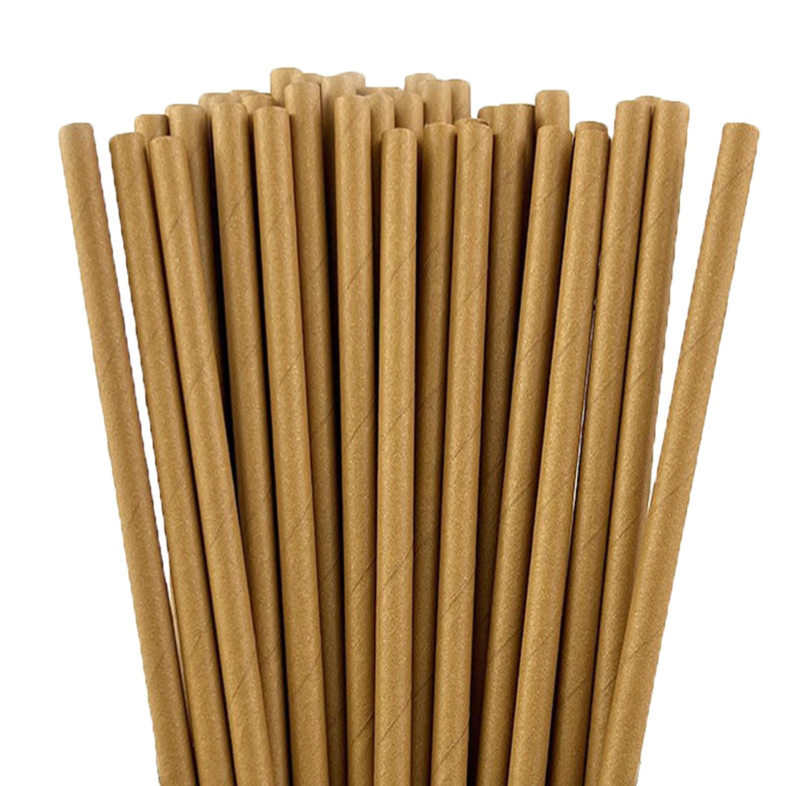 Extra Durable Brown Paper Straws Biodegradable- 7.8" Premium Toxin Free Paper Straw 200Pcs Bulk- Drinking Straws for Party Supplies, Birthday, Mixed Drinks, Weddings, Restaurant, Food Service