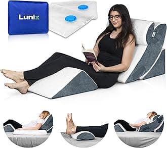 Lunix LX5 4-Piece Support for Shoulder & Upper Body Rest, Orthopedic Bed Wedge Pillow Set, Elevated Memory Foam for Post-Op Recovery & Sleep Comfort, Arctic Navy