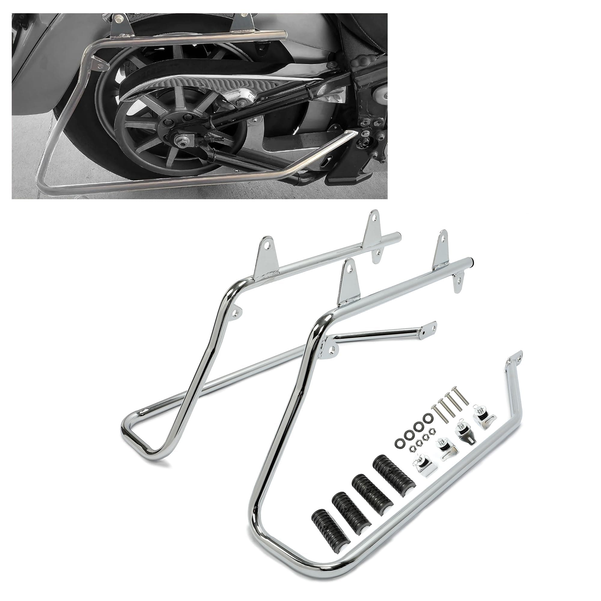 ECOTRIC Saddle Bag Conversion Brackets Support Guard Compatible with Harley Softail 1984-2017 Heritage Springer Fatboy FLSTF FLSTS Bad Boy FXSTSB EFI FLSTFI (Except for Deuce Models) Chrome