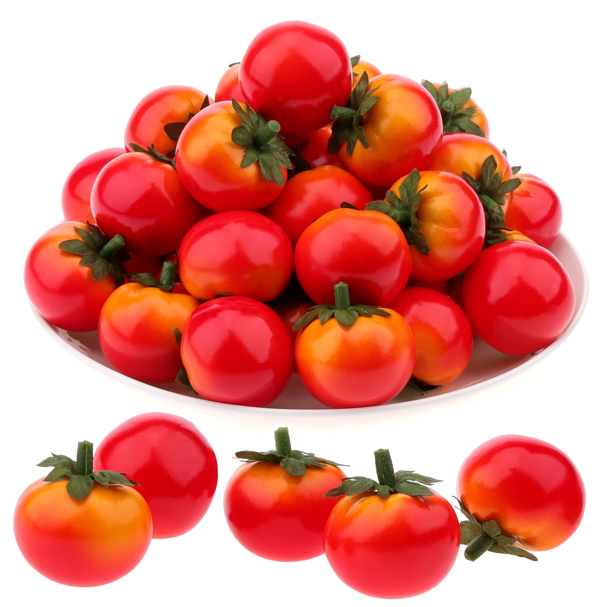 Gresorth 40pcs Mini Artificial Tomato Decoration Fake Lifelike Fruit Ornament Home Party Christmas DIY Material - 3.5 cm