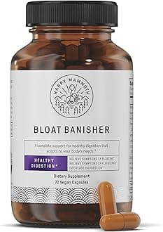 Bloat Banisher Natural Relief for Bloating, Gas, Indigestion & Discomfort. Promotes Healthy Digestion of Even Difficult Foods Like Dairy, Breads, Pizza, Cheese & Meats. 72 Caps