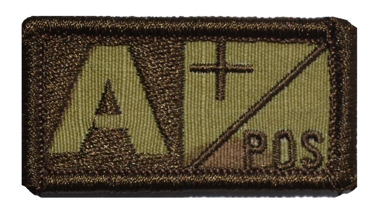 A Positive Blood Type 1x2 inch Patch - Multicam with Coyote